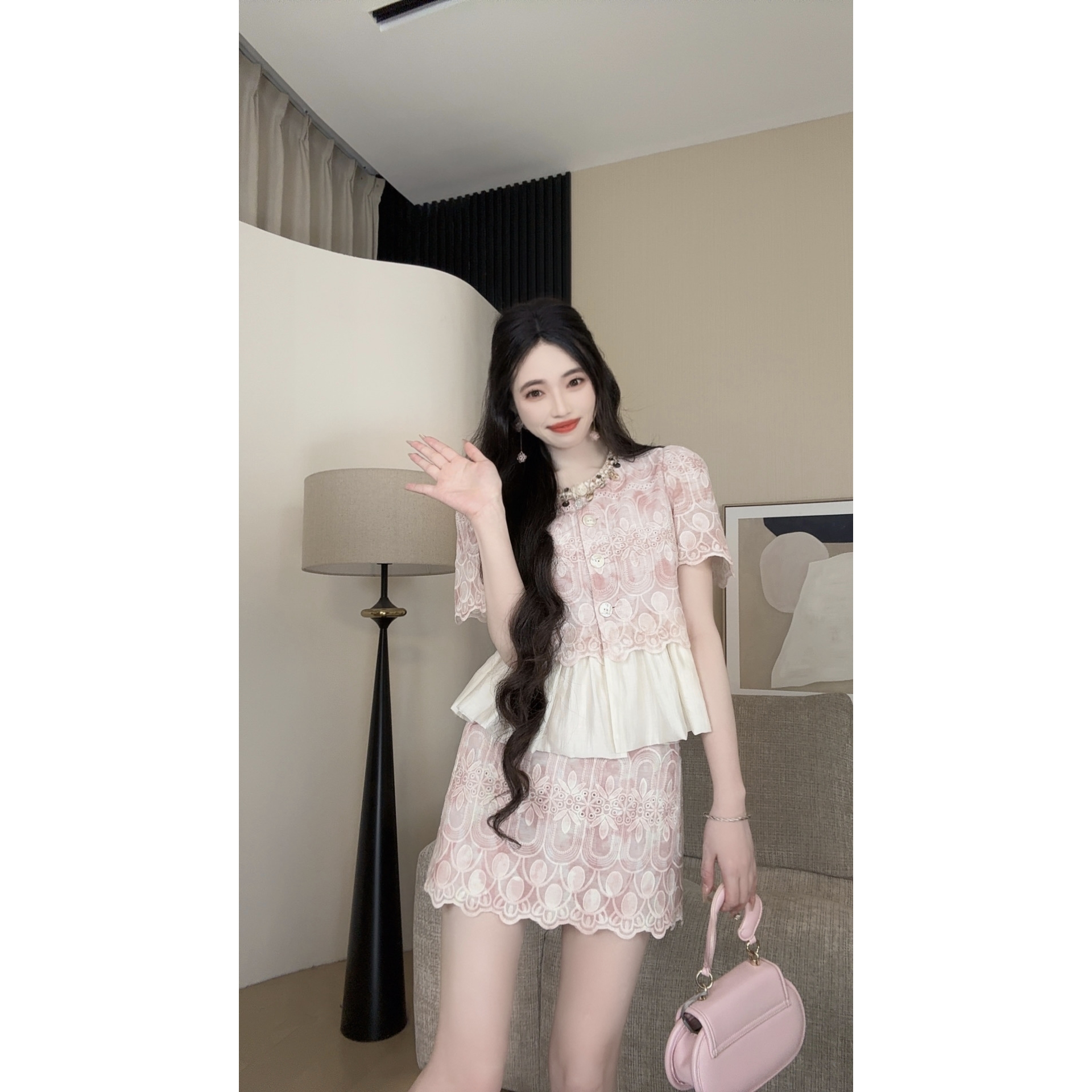 WY【月白樱落套装】原创设计师女装显白日常可穿套装气质显瘦老钱风