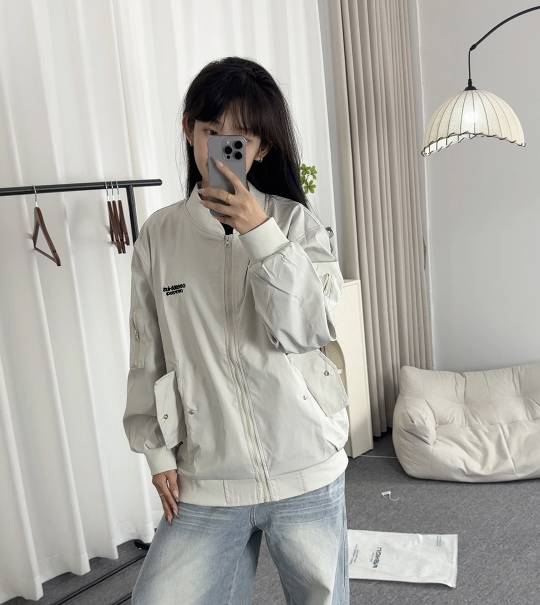 MODULKASTEN美式飞行员夹克秋外套女棉袄夹棉棒球服棉衣薄款棉服