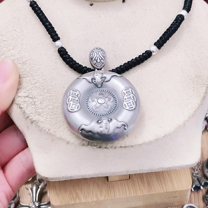 蓉***榕吊坠足银999百福大平安扣项链