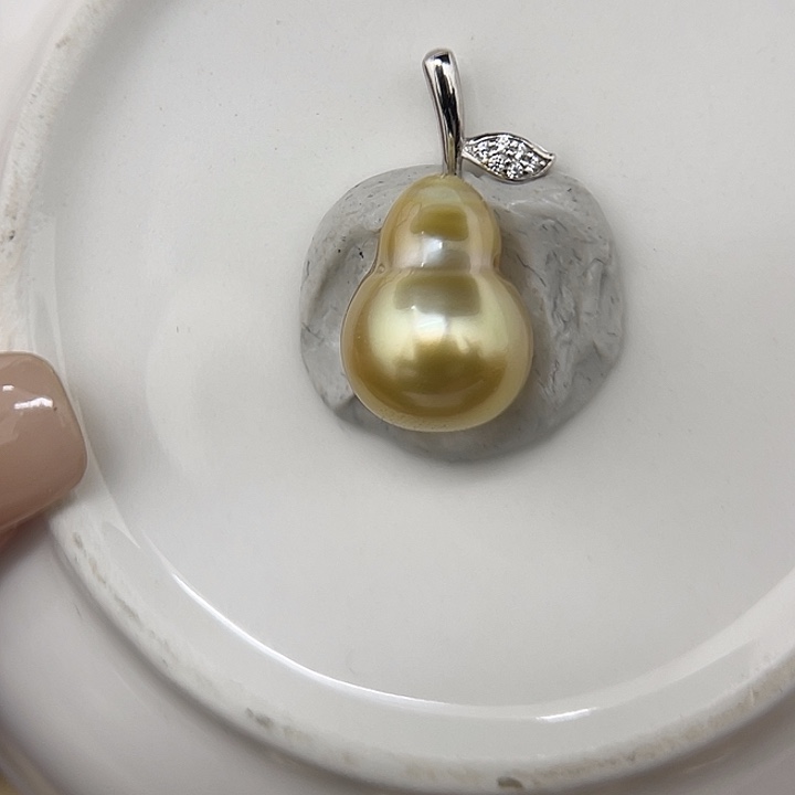 未镶嵌海水珍珠颈饰11.4*15.3金珠 梨子吊坠H8