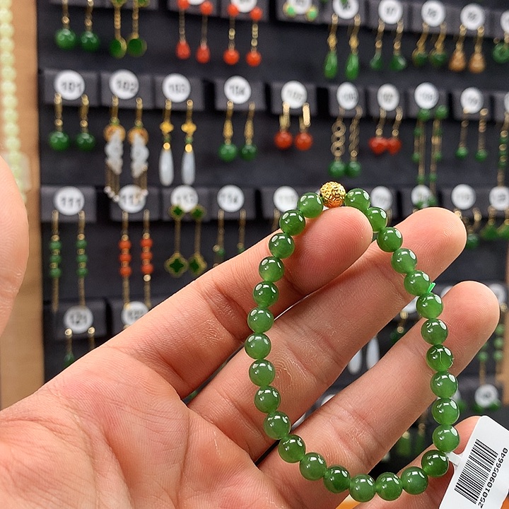 和田玉手链18K金镶嵌