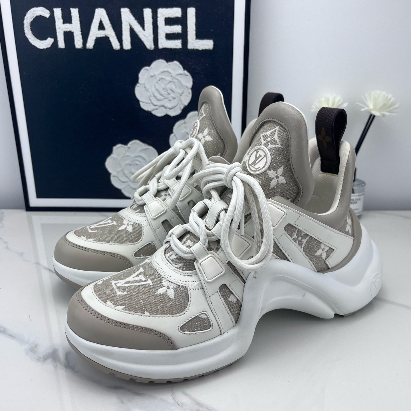 99新 LouisVuitton/路易威登 archlight奶茶色老爹鞋37码/jm02249