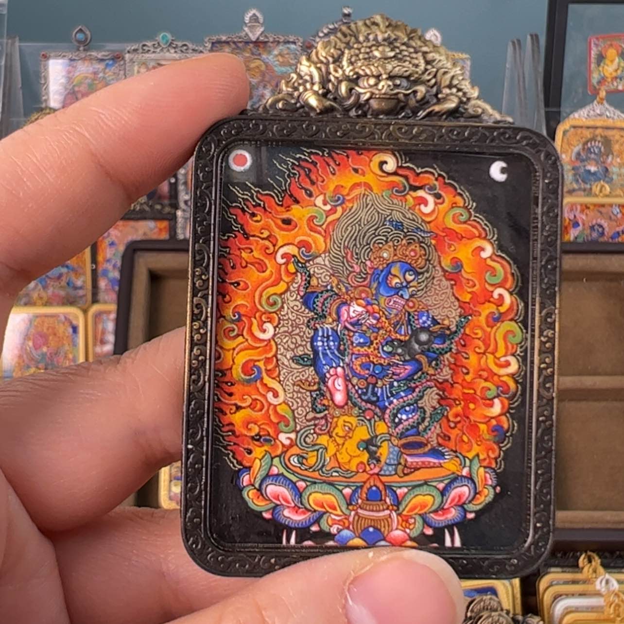 【闪购商品】吊坠o***e黑财神唐卡绘画作品