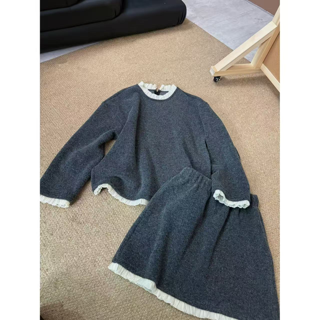 2025冬款新品【绒感花边半裙套装】