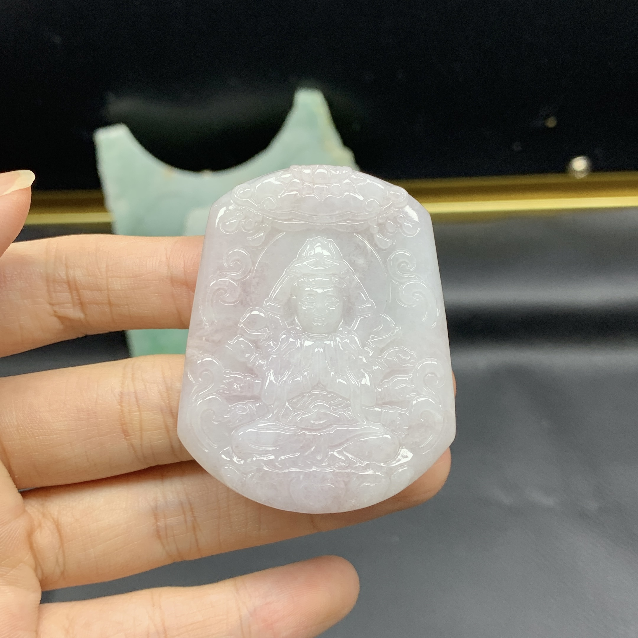 天然缅甸翡翠A货 千手观音吊坠生肖鼠守护神挂件毛衣链配饰百搭