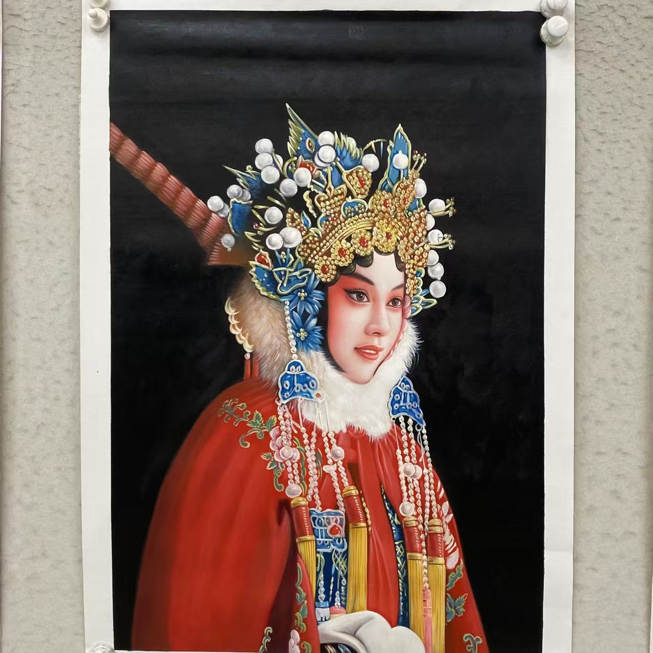 林彦新***穆桂英-约60*90厘米-手绘油画-麻布