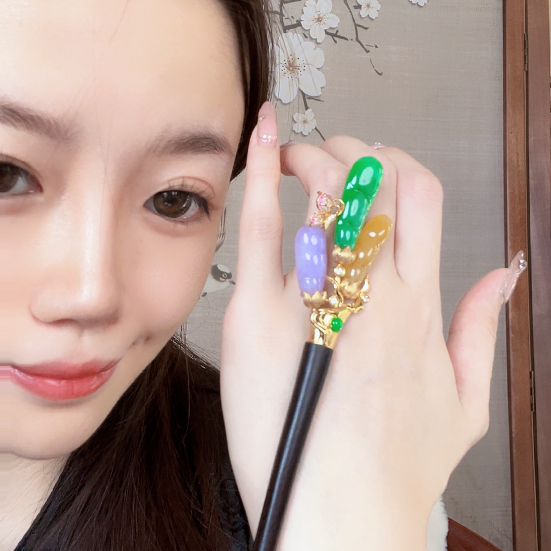 翡翠发饰18K金镶嵌【福利款】签收后24小时鉴赏期