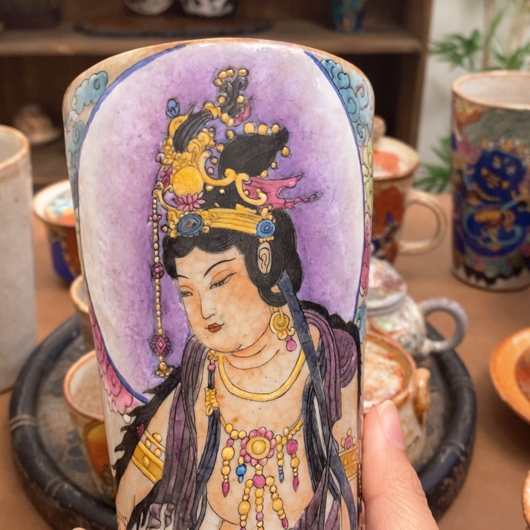 千****>手工手绘水月观音茶杯