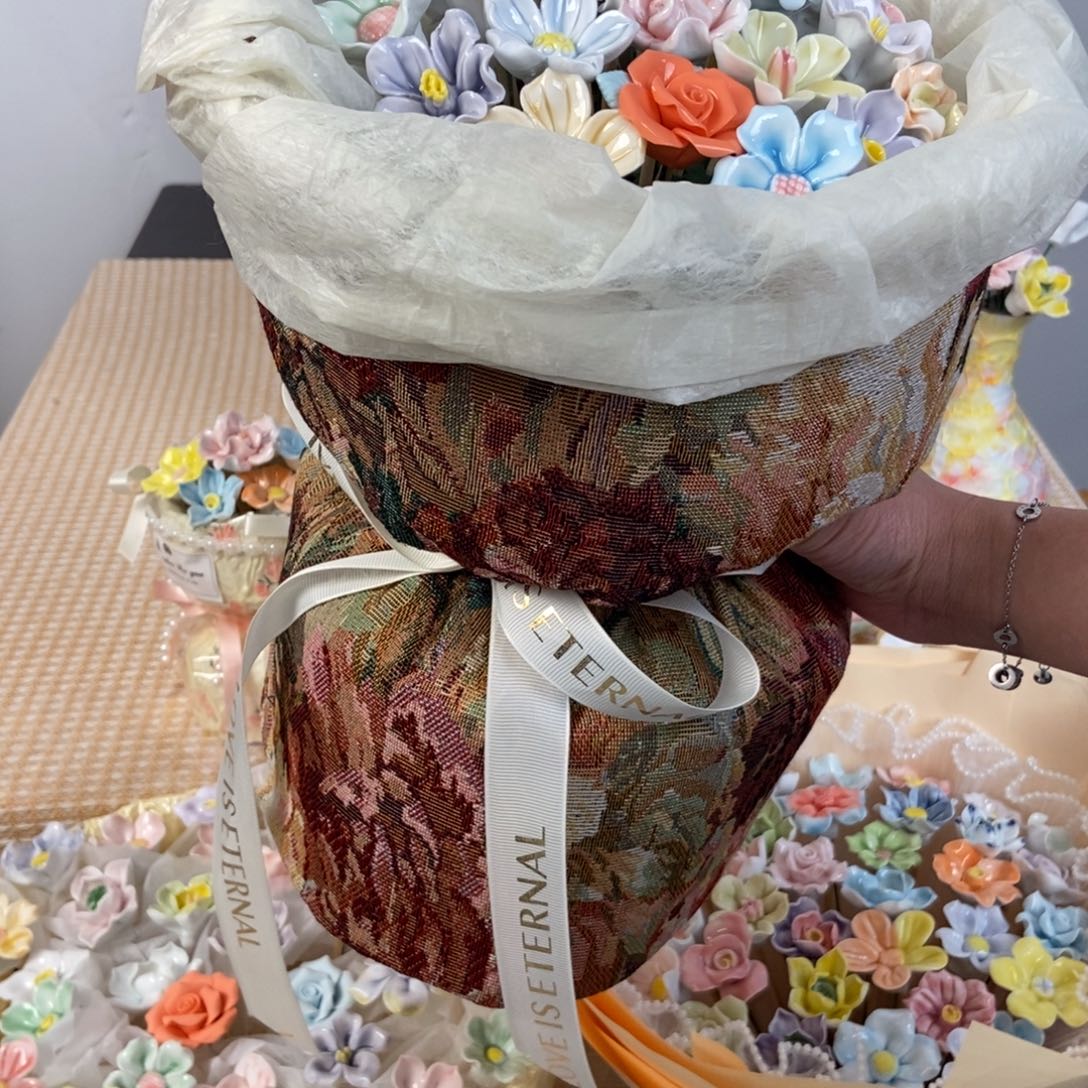 摆件陶33朵陶瓷花朵