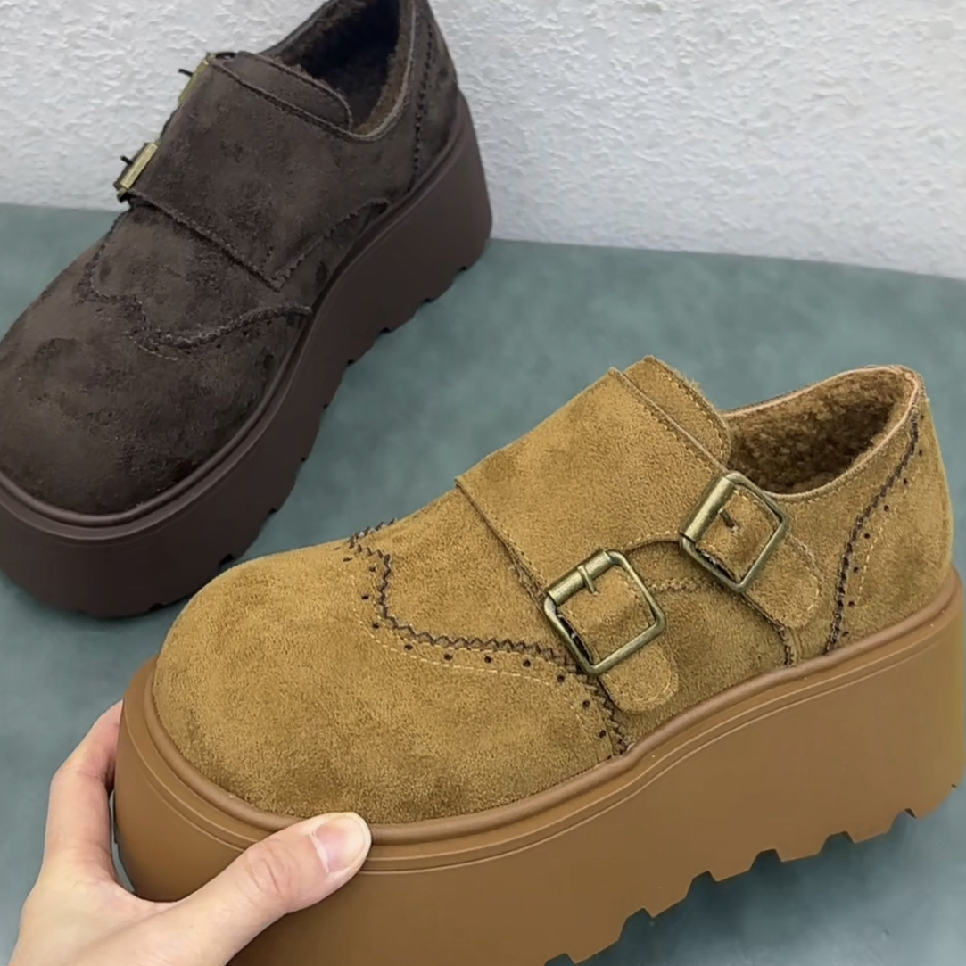 新款全包加绒厚底复古百搭洋气女款勃肯鞋