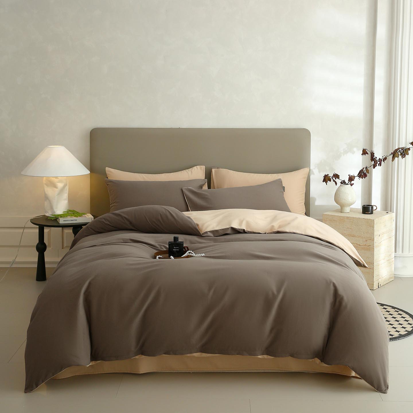 新疆长绒棉加厚加重纯色双拼全棉磨毛系列四件套