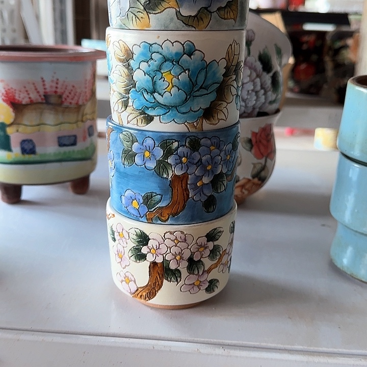 紫砂花盆景德镇陶瓷