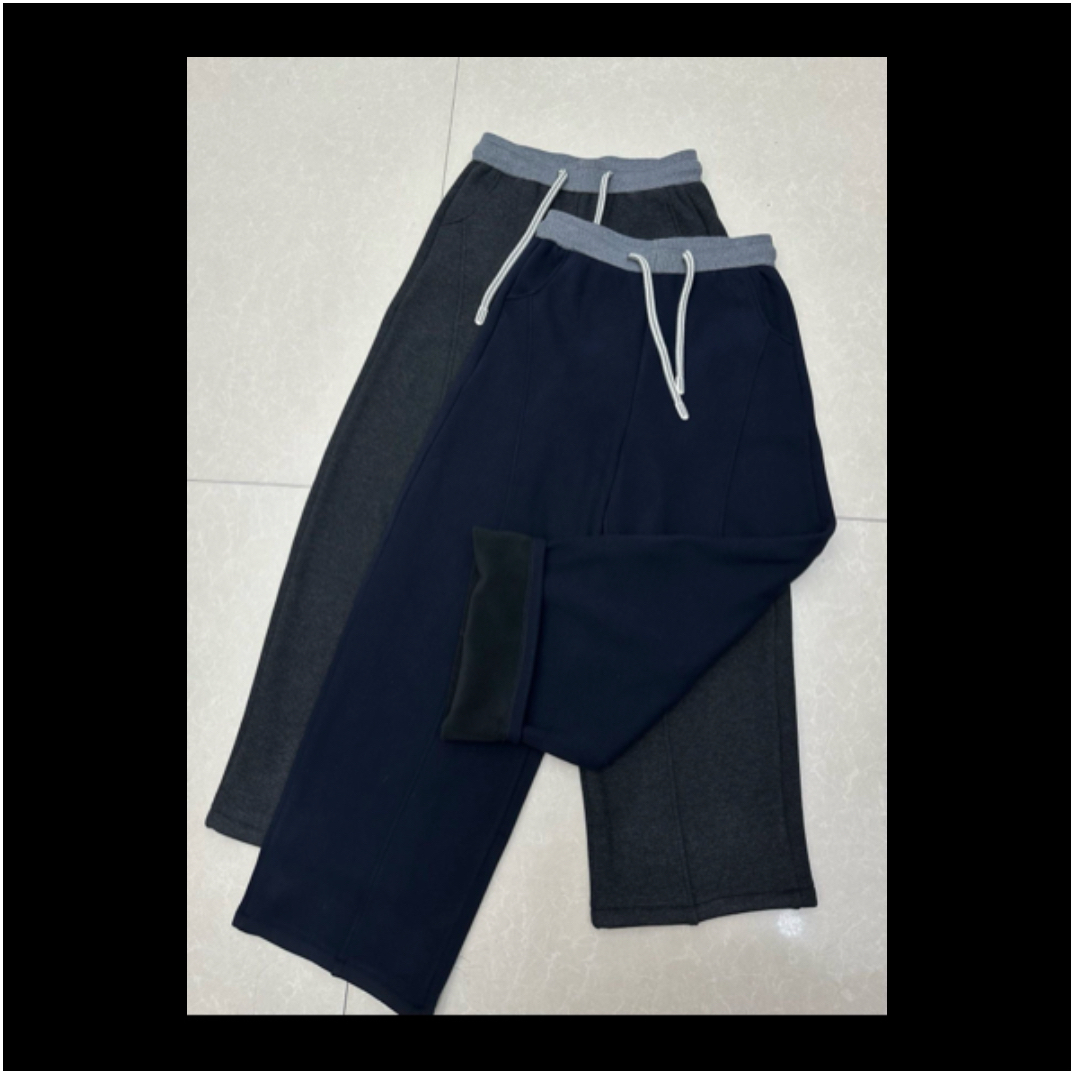 《杰美家》时尚休闲百搭显瘦高腰直筒裤加厚加绒