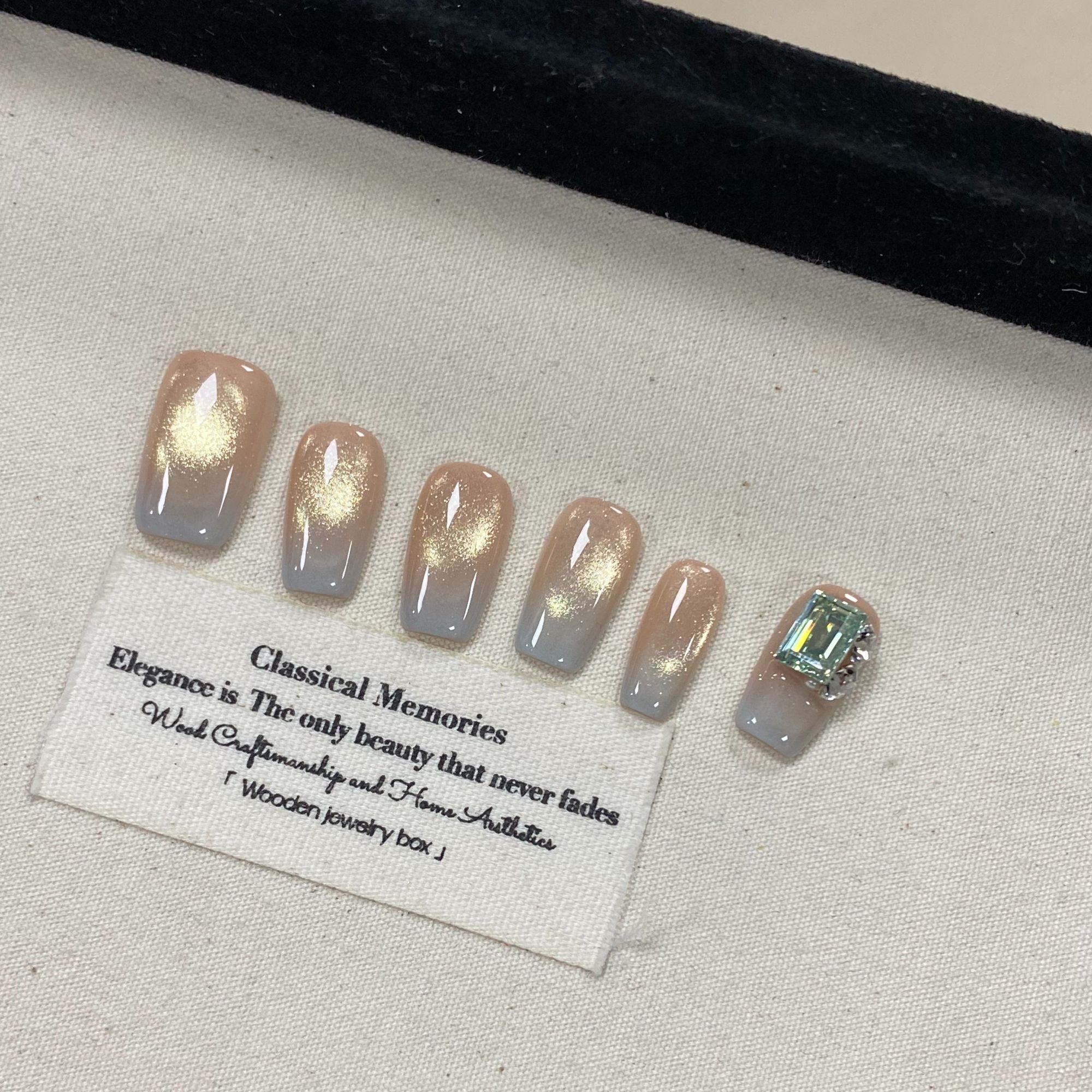 华子轻奢系列【清冷心弦】（12甲）高级感纯手工穿戴甲（送工具包）美甲