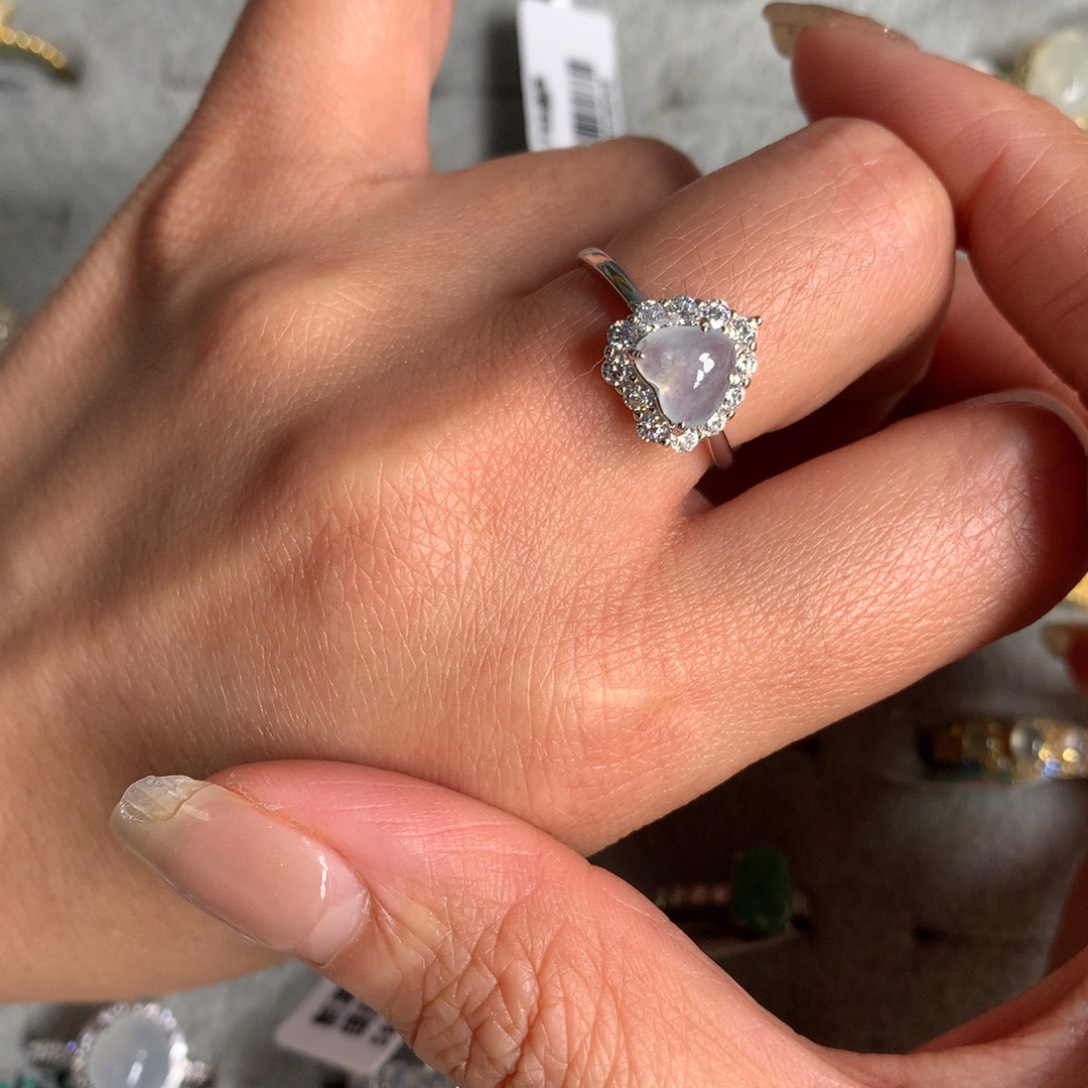 翡翠银S925镶嵌耳饰戒指