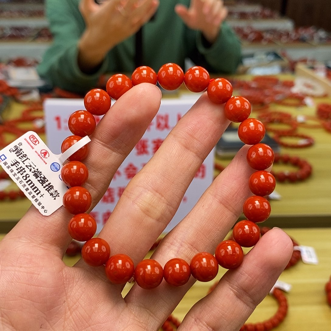 南红玛瑙手串未镶嵌保山南红圆珠8mm+