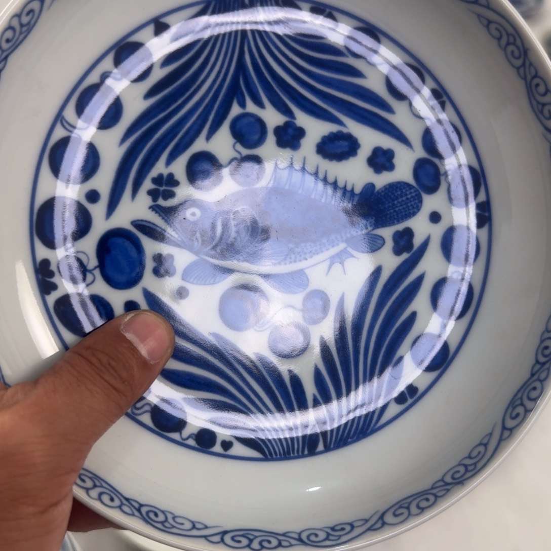 摆件青花鱼藻纹大壶承