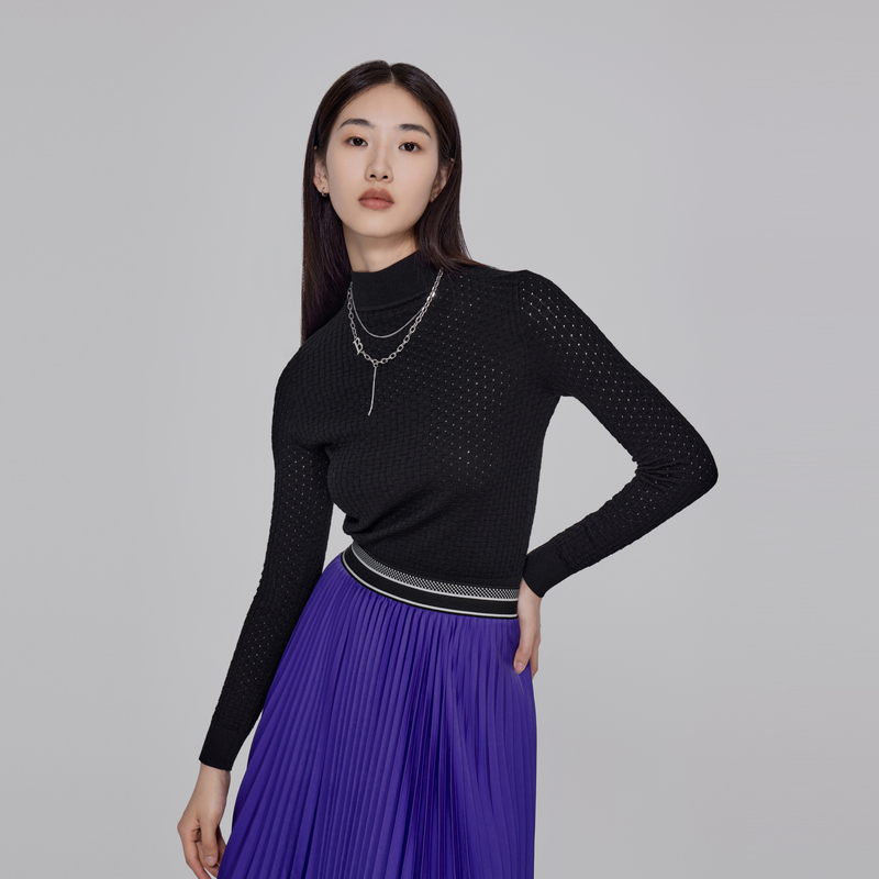 OBEG欧碧倩时尚简洁毛衫毛衣针织针织衫打底修身修身秋冬10443062