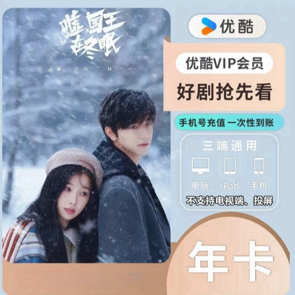 年卡 优酷vip会员  不支持电视端 一次性到账