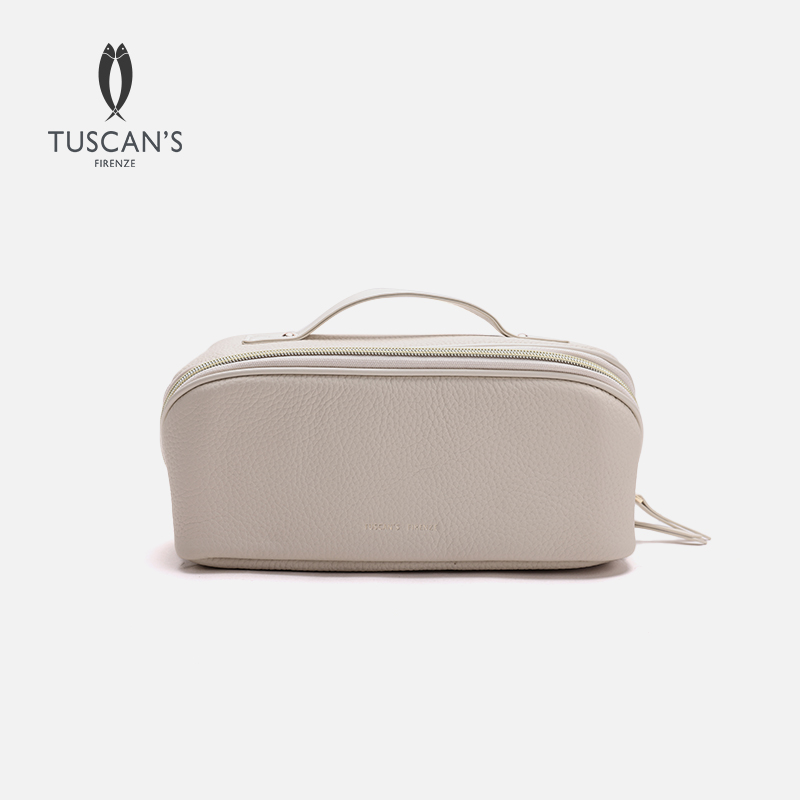TUSCAN'S真皮化妆包女便携式大容量手提收纳包旅行洗漱包时代双鱼