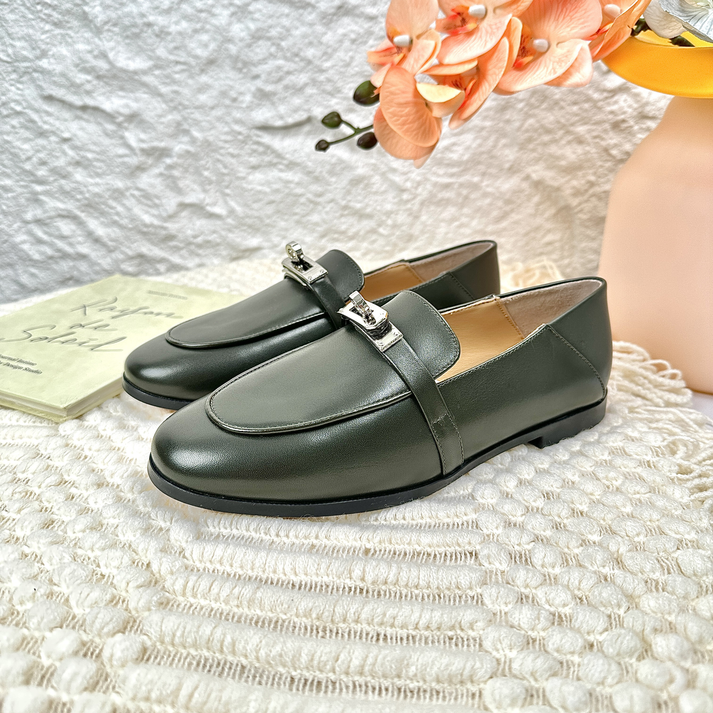 纯原BAOGELAILAL 2025新款全真皮平底乐福鞋软底两穿圆头女单鞋