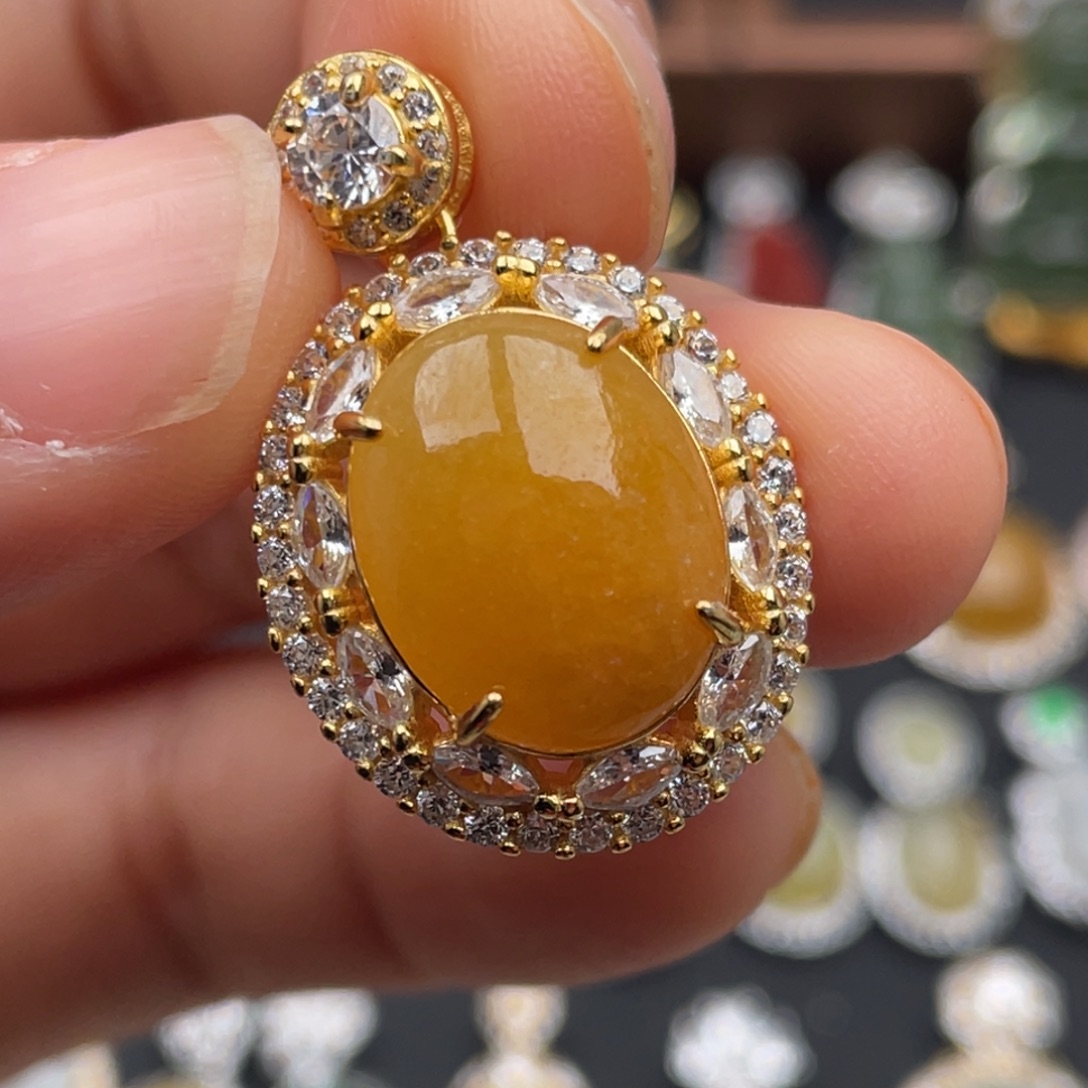 翡翠银S925镶嵌吊坠(不含链)