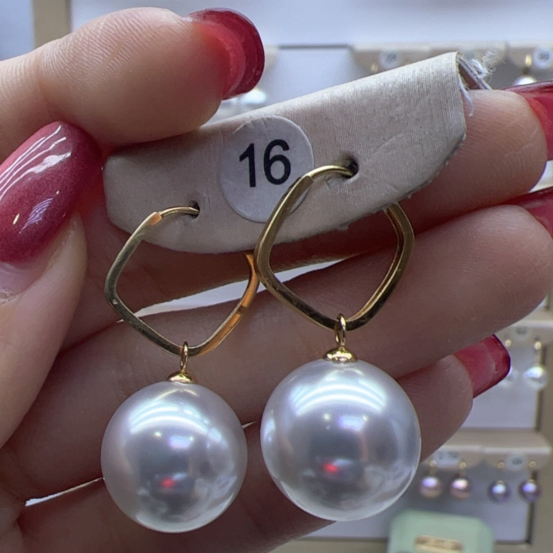 淡水珍珠耳饰18K金镶嵌
