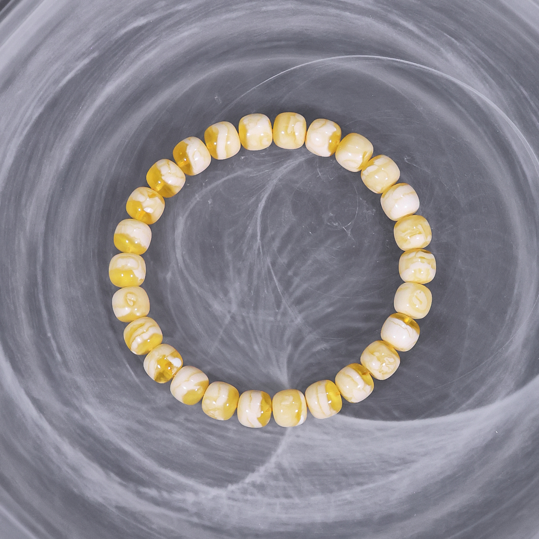 9mm金瓷白妖花特色老型单圈  收藏款妖瓷白蜜蜡手串LZ330