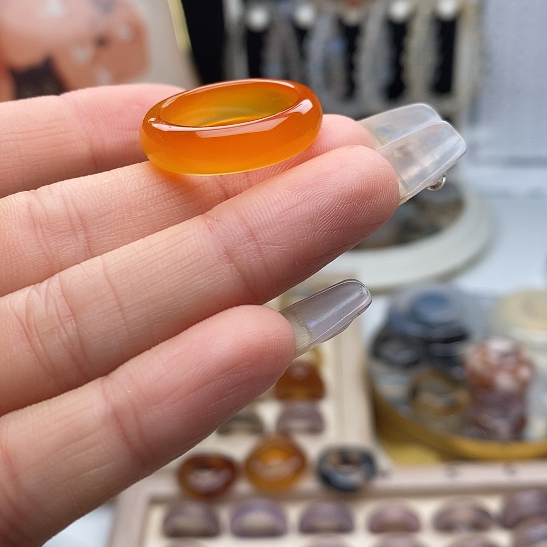 玛瑙/玉髓戒指未镶嵌B 12不退换 港19