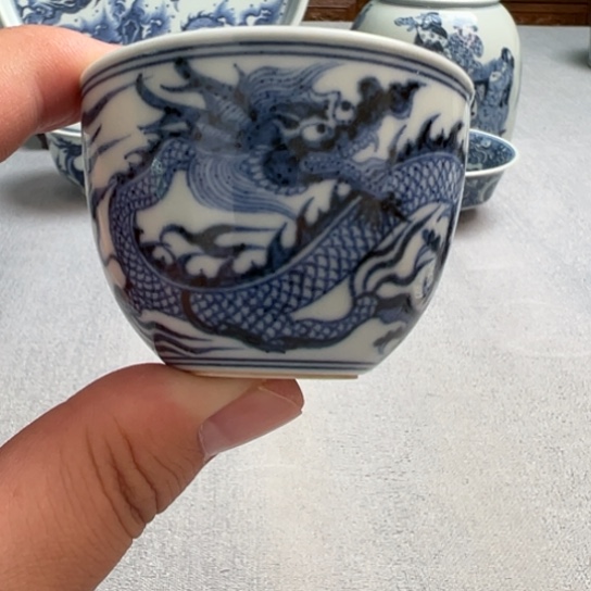 明续幽蓝，龙纹缸杯
