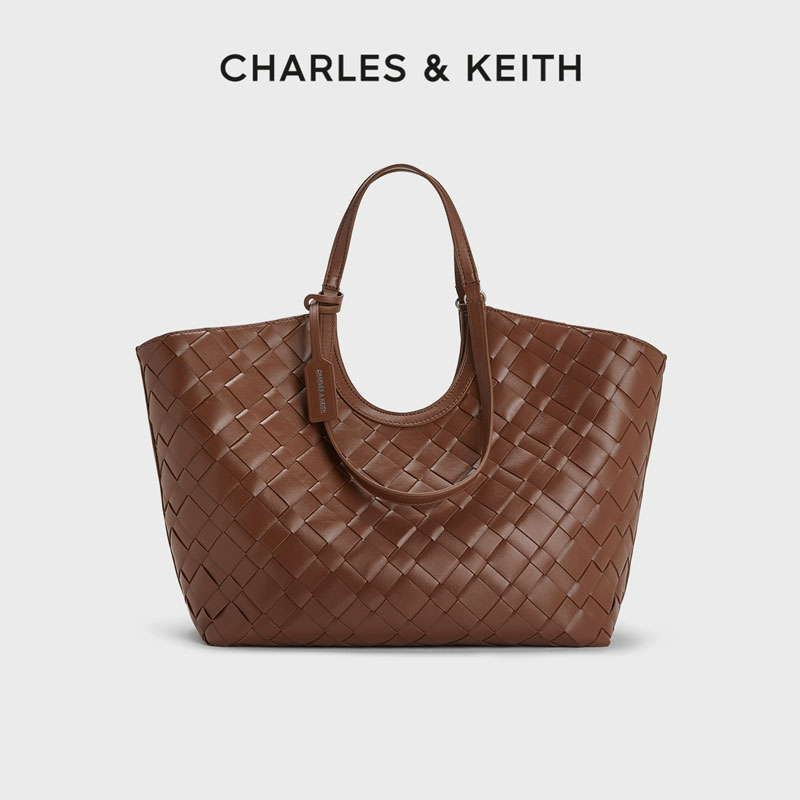 CHARLES & KEITH【琥珀风】新编织大容量通勤托特腋下包女30701583