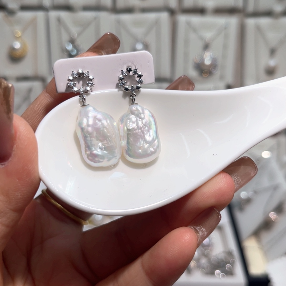 非金属无925银炫彩方块耳钉