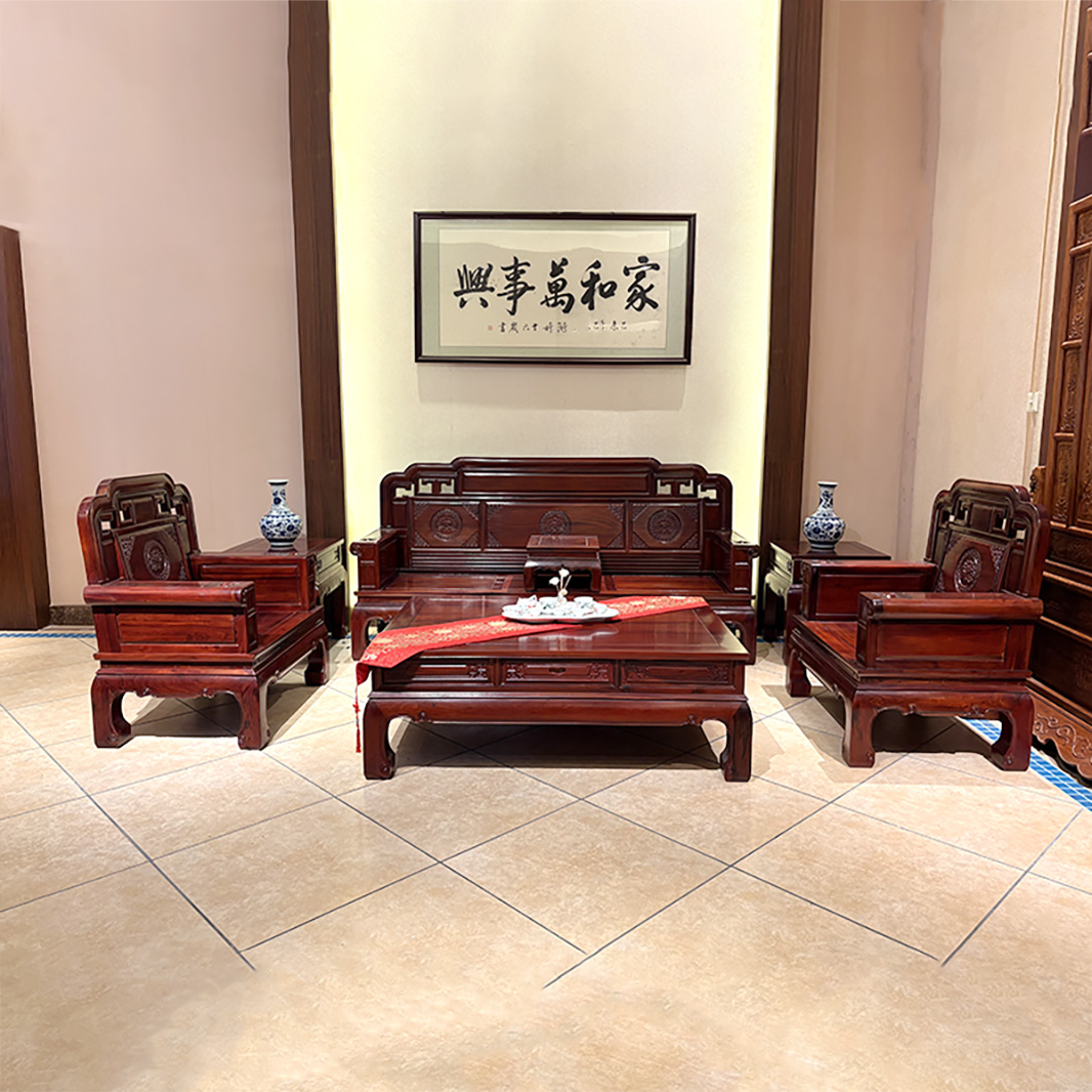 华易轩新中式客厅木质沙发老师傅手工雕刻全榫卯结构环保油漆