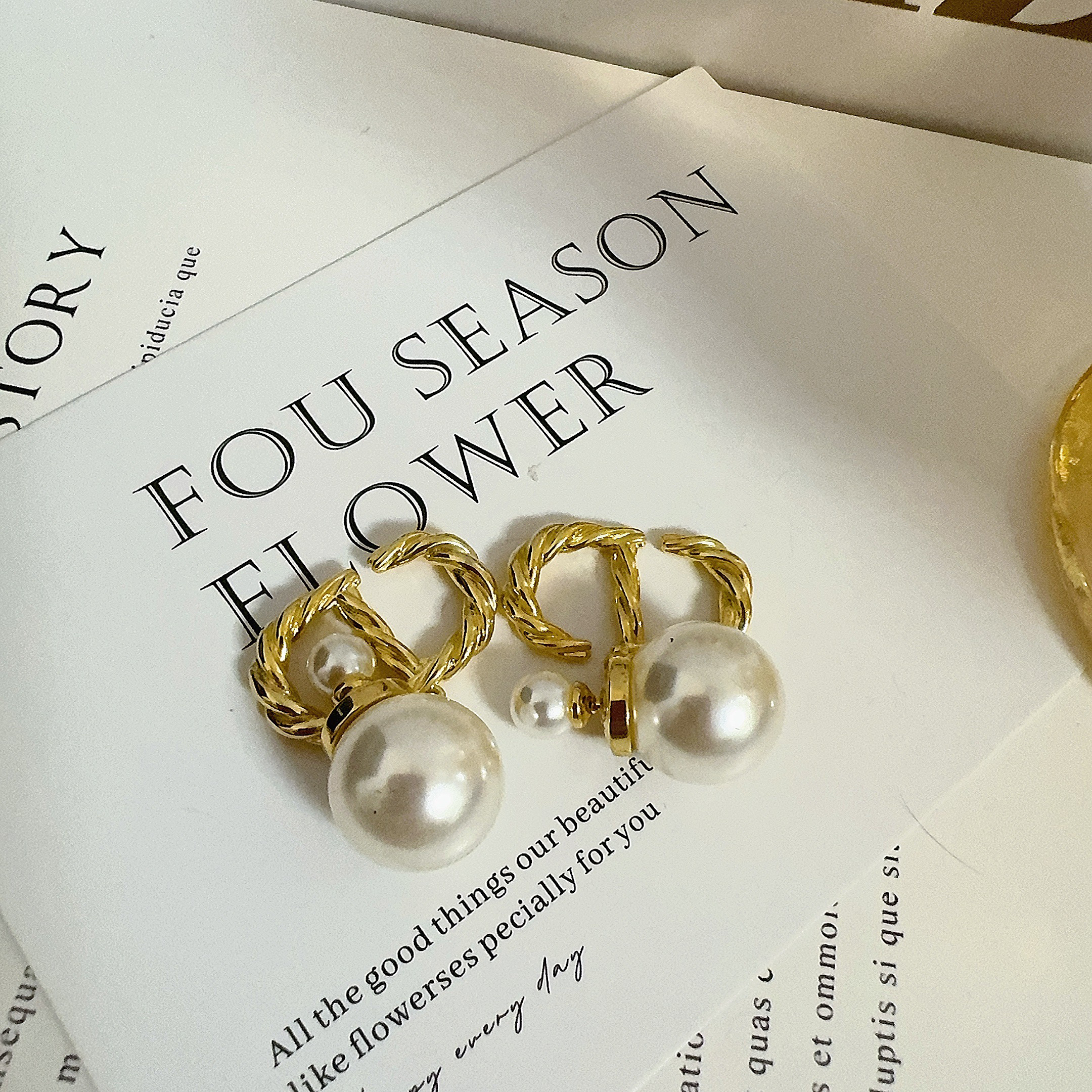 铜合金仿珍珠耳饰 5041 前后叠戴猪鼻子耳环