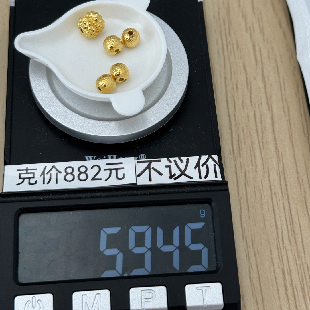足金999 8mm并蒂莲6mm锤纹5.945g怡