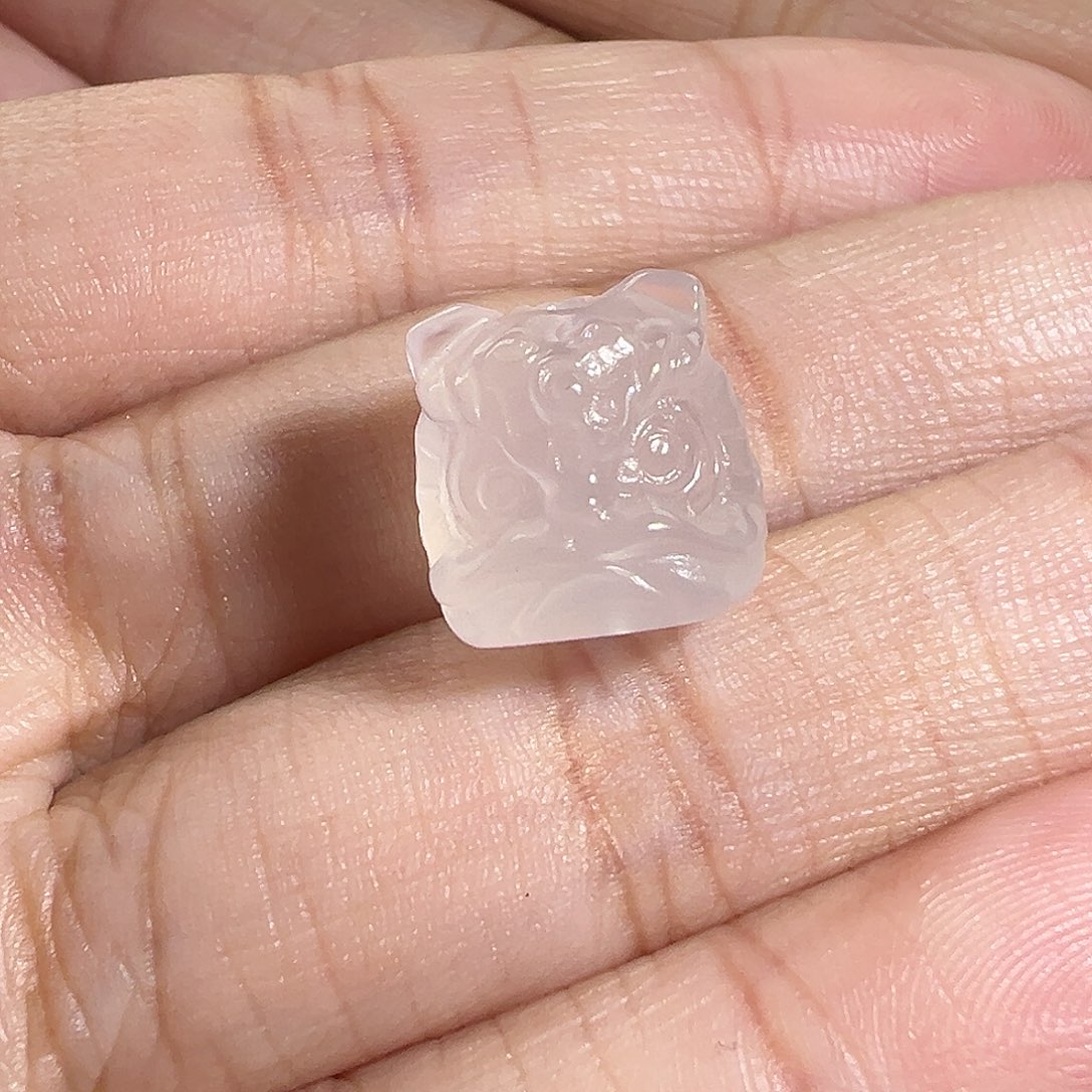 玛瑙/玉髓珠宝奇石未镶嵌川料荔枝冻醒狮12.6m m