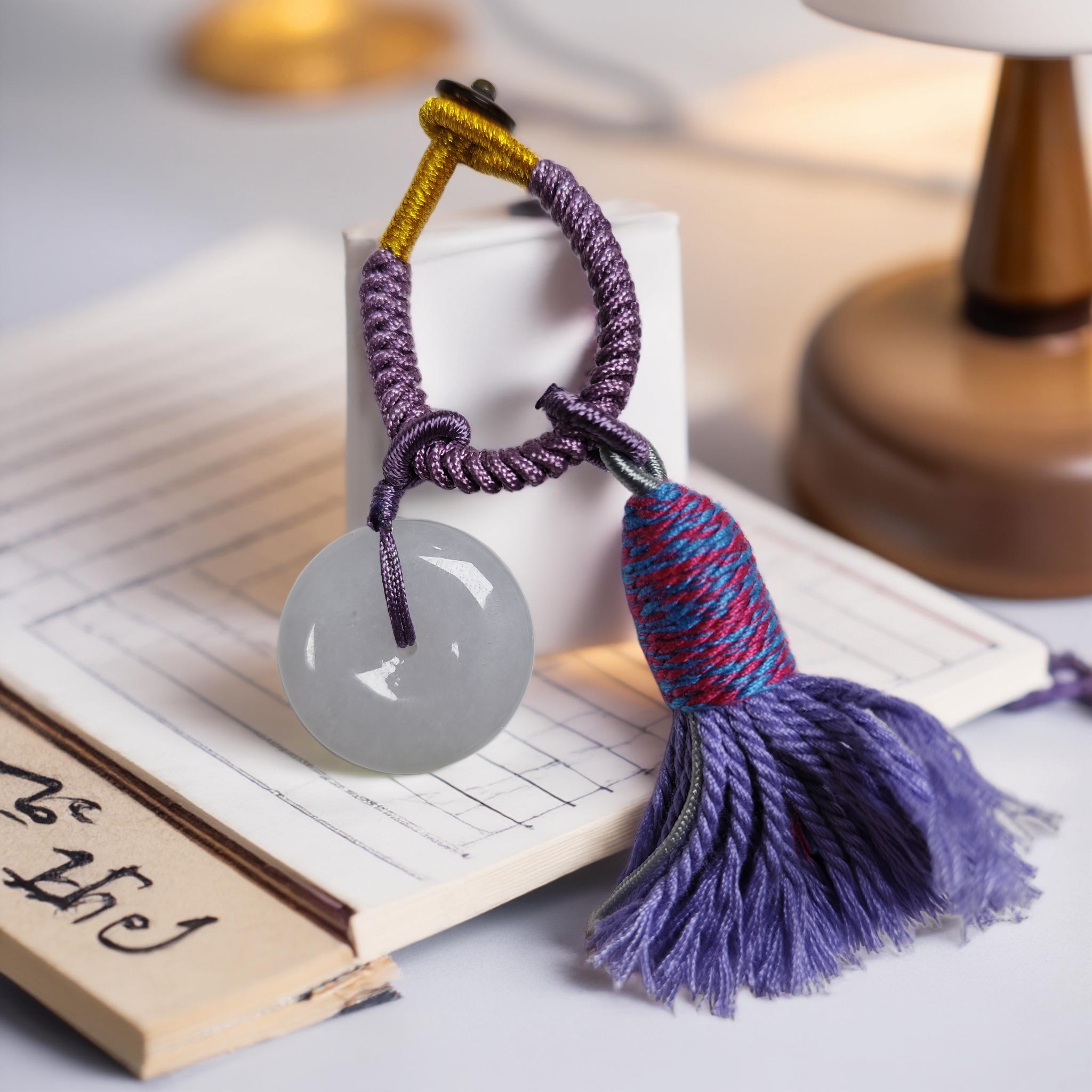 翡翠平安扣钥匙扣包挂时尚百搭国风设计纯手工颜色种水随机发