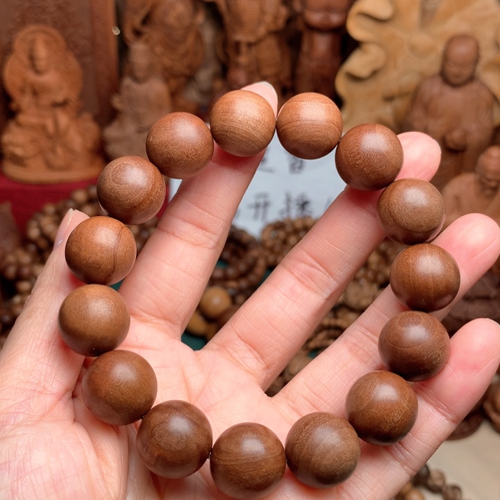 檀香木手串/手链老山檀1.5黑肉顺纹微瑕