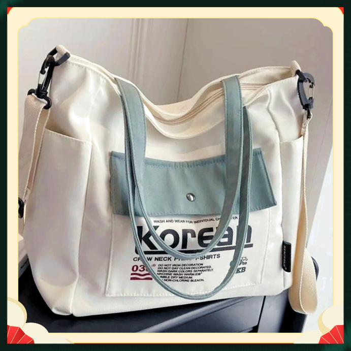 时尚轻奢大容量TTFB帆布包女2025新款大学生上课补习袋百搭【大橘】