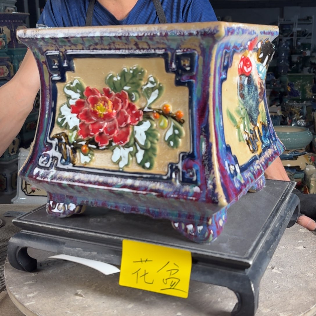 一风堂石湾花盆 内19*19微瑕高温裂