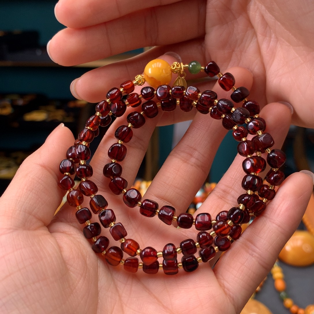 琥珀未镶嵌手串微瑕