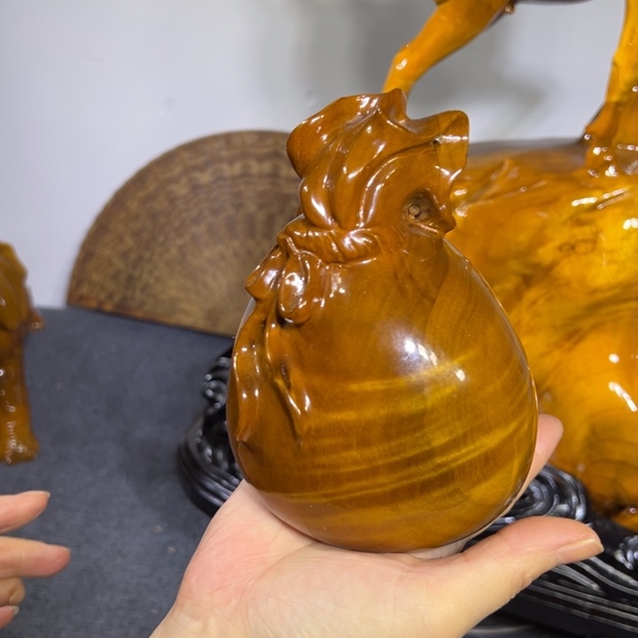 金丝楠木福袋摆件