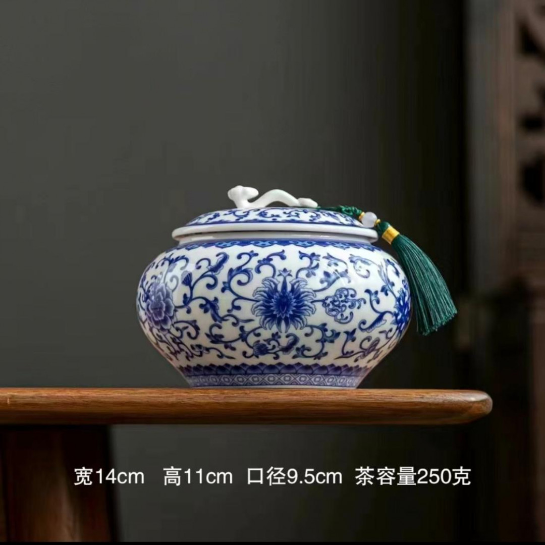 德化珐琅彩陶瓷茶叶罐密封罐家用普洱茶红茶储存罐空罐如意摆件