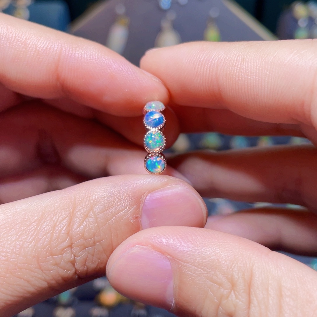 欧泊戒指）银S925镶嵌