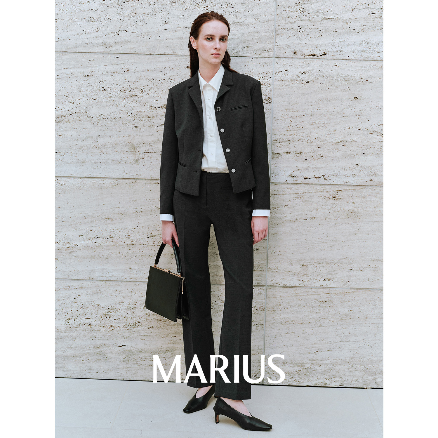MARIUS"铅笔套"莱卡羊毛ROW风经典现代摩登小翻领短西装/长裤