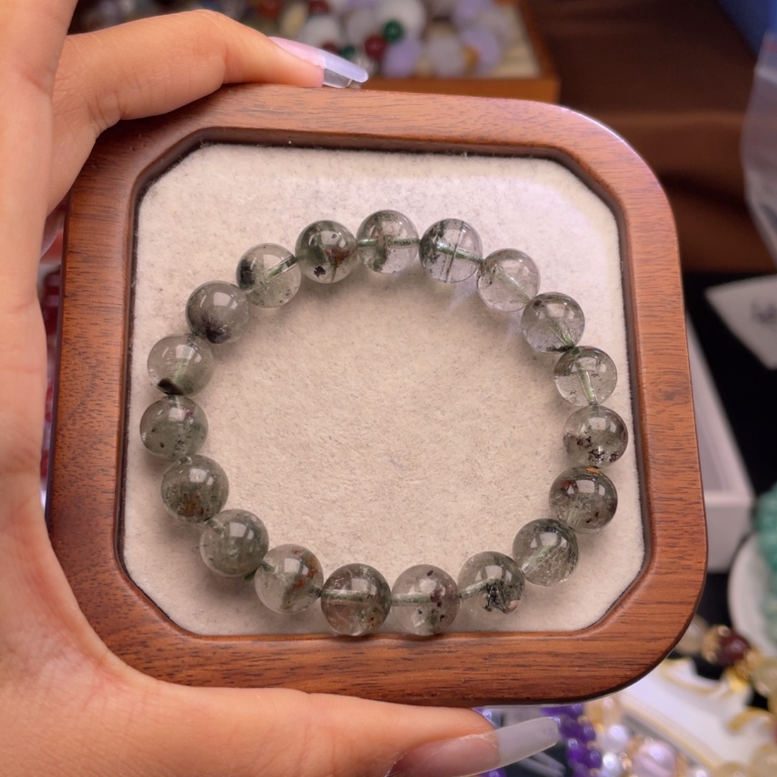 水晶未镶嵌手链135号绿幽灵半盆9.5