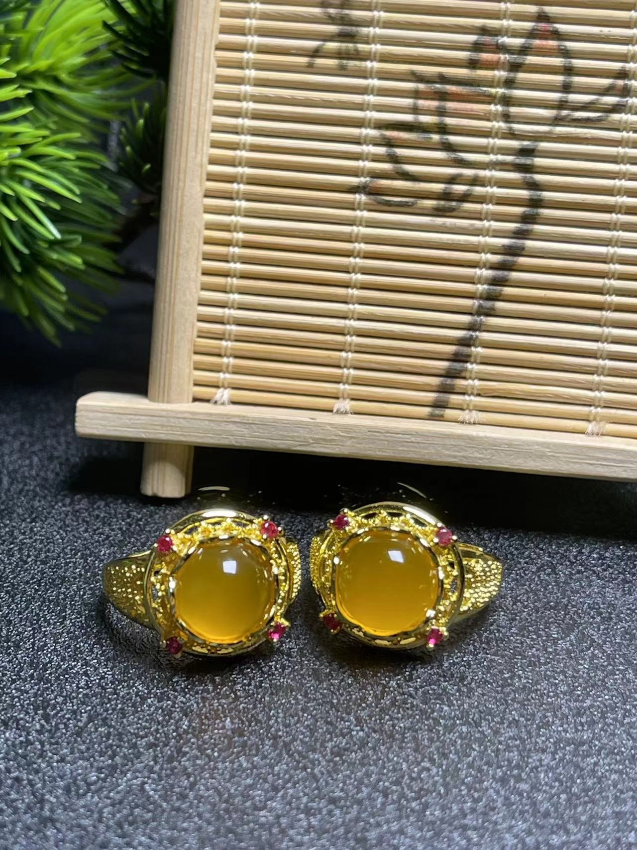 ST6173【任会长珠宝】九品田黄玛瑙黄戒指-活口-多样性只发一件