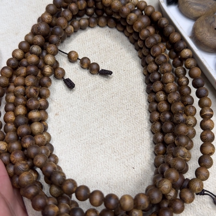 沉香木手串奇楠沉香圆珠长串0.7-16g金沙叶多样性发一条