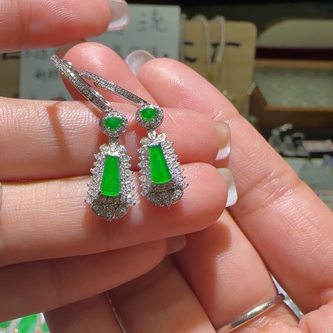 【闪购商品】翡翠耳饰18K金镶嵌缅甸