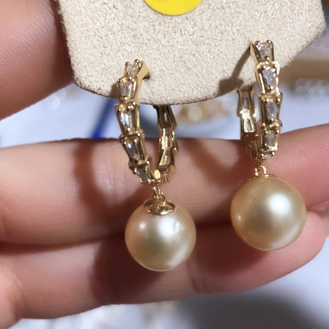 海水珍珠耳饰银S925镶嵌